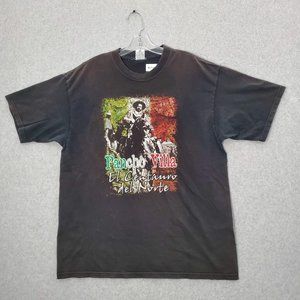 VINTAGE Pancho Villa Men Shirt XL Black El Centanro Del Norte‎ Graphic Y2K READ